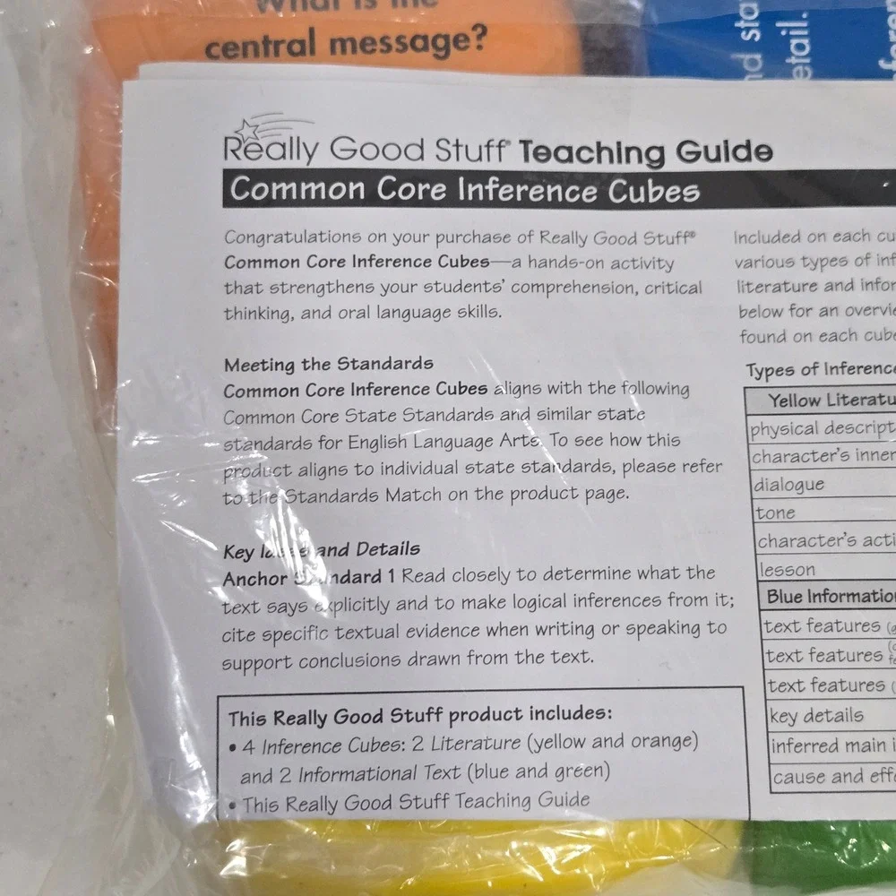 Really Good Stuff Common Core Inference Cubes Educational Foam Dice 306888-1115